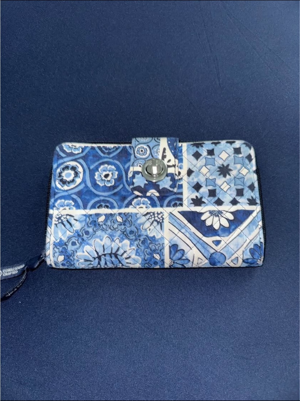 Vera Bradley Blue Patchwork Print Zip-Around Wallet